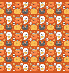 Groovy Retro 90s Style Halloween Seamless Pattern