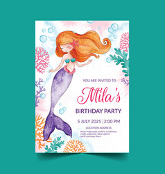 Hand Painted Watercolor Mermaid Birthday