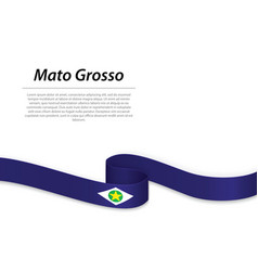 Waving Ribbon Or Banner With Flag Of Mato Grosso