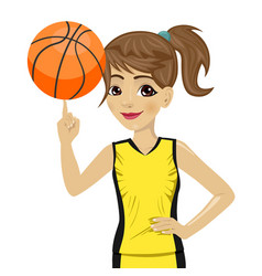 Teenager Girl Spinning Basketball Ball With Finger