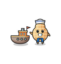 Character Mascot Of Peanut As A Sailor Man