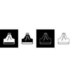 Set Volcano Icon Isolated On Black And White