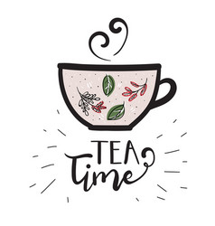 Tea Time Poster In Hand-drawn Style