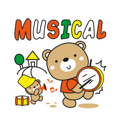 Free Cute Bears Play Music With Drum T-shirt