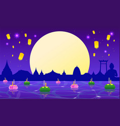 Loy Krathong Festival Banner Concept Thailand