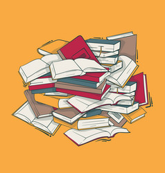 Stack Of Books In Doodle Art Design For Literacy