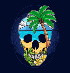 Summer Skull With Beach Nature Concept