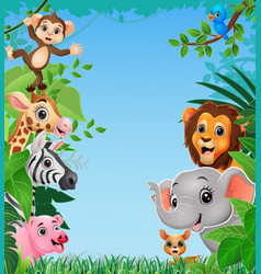 Cute Wild Animals Cartoon In The Jungle