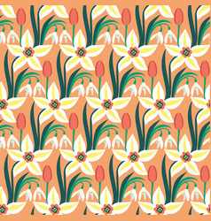 Seamless Pattern With Spring Flowers