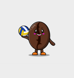 Cute Cartoon Coffee Beans Playing Volleyball