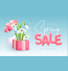 Spring Big Sale Poster With Blossom Snowdrops