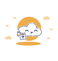 Cute Cloud Carry Delivery Food And Beverage Drink