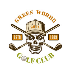 Golf Colored Emblem With Skull In Hat