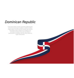 Wave Flag Of Dominican Republic With Copyspace