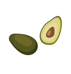 A Half And Whole Avocado On White Background