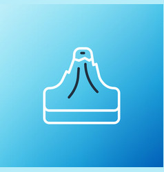 Line Volcano Icon Isolated On Blue Background