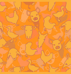 Orange Farm Animal Pattern Design