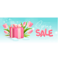 Spring Big Sale Poster With Full Blossom Tulips