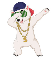 Cute Polar Bear Dabbing Dance Wearing Sunglasses