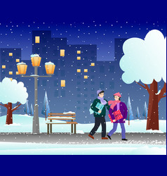 A Man And Girl Walk Through The City Park