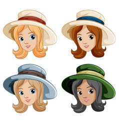 Four Women Wearing Vintage Hats