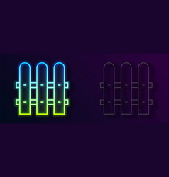 Glowing Neon Line Garden Fence Wooden Icon