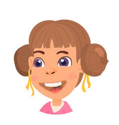 Happy Girl Icon Laughing Kid Portrait In Cartoon