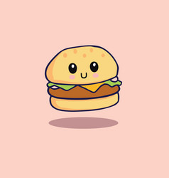 Kawaii Hamburger Happy Cartoon Isolated Fast