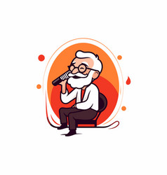 Old Man Singing Into Microphone Logo Design