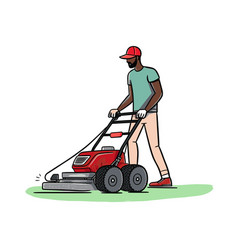 Professional Landscaping Lawn Mower Man Mowing