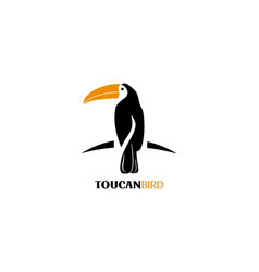 Simple Toucan Bird Sitting Art Logo Icon Symbol