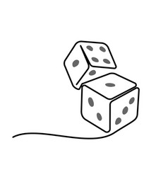 Two Casino Dices Continuous One Line Drawing