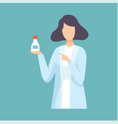 Female Pharmacist Doctor Holding Medicine Bottle