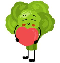 Funny Broccoli Mascot Holding A Heart