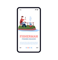 Mobile Phone Screen With Fisherman Sitting