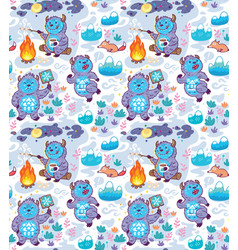 Cartoon Yetis Seamless Pattern Wallpaper