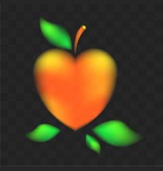 A Golden Apple With Green Leaves Radiant Heart