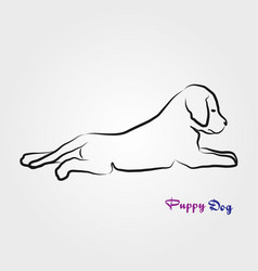 Puppy Dog Laying Down Line Art