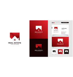 Real Estate Logo Design Anda Business Card Red