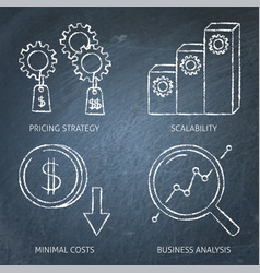 Software Pricing Strategy Chalkboard Icon Set