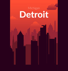 Detroit Usa Famous City Scape View Background