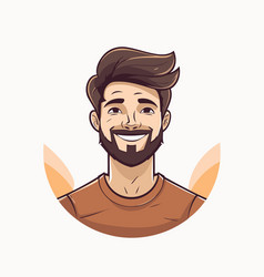 Smiling Man With Beard And Mustache In Cartoon