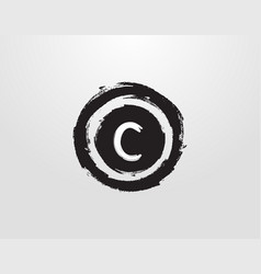 Circle C Letter Logo With Grunge Splatter