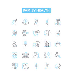 Family Health Line Icons Set