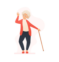 Funny Cheerful Dancing Or Waving Old Woman