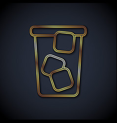 Gold Line Ice Tea Icon Isolated On Black