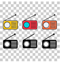 Set Of Retro Radio Station Icon Flat Isolated