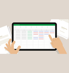 Spreadsheet Screen In Tablet Hand Do Accounting