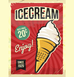 Retro ice cream tin sign design concept Royalty Free Vector