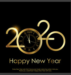 Happy New Year Or Xmas Card With Golden Clock 2020